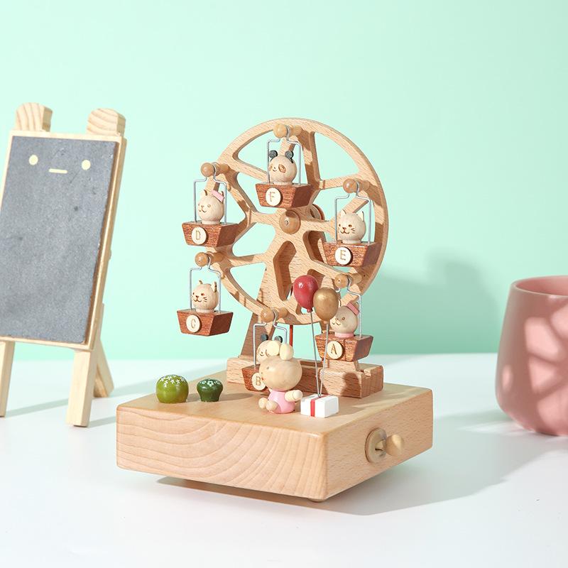 Wooden Music Box - Sky City Rotating Ferris Wheel Music Box Eight-Tone Box Wooden Creative Gifts for Lover, Boyfriend, Girlfriend, Husband, Wife