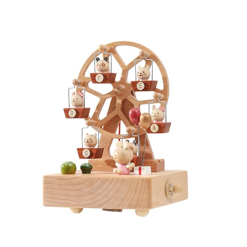 Wooden Music Box - Sky City Rotating Ferris Wheel Music Box Eight-Tone Box Wooden Creative Gifts for Lover, Boyfriend, Girlfriend, Husband, Wife