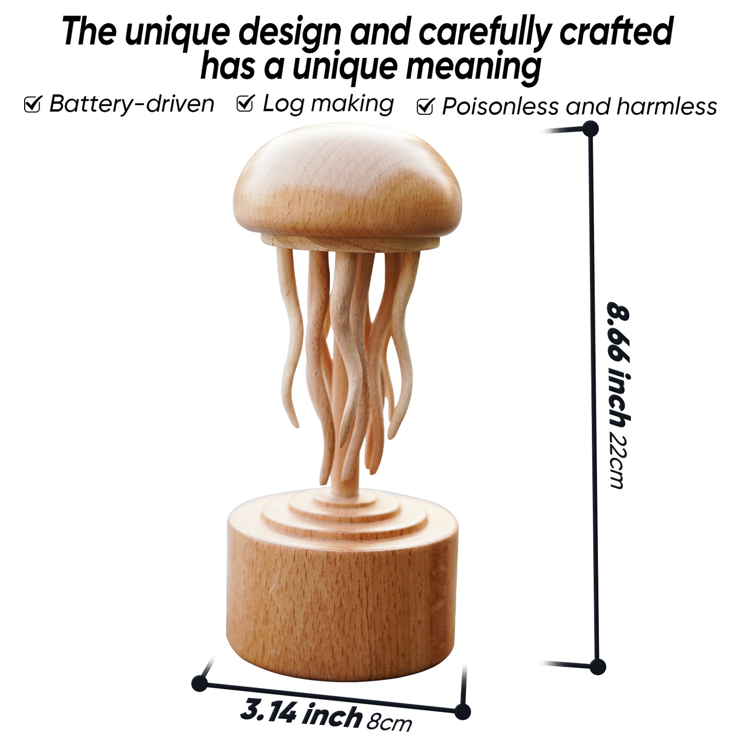 Handmade Self-healing Wooden Mechanical Jellyfish Creative Gift for Child, Christmas or Birthday New House Decoration Supplies