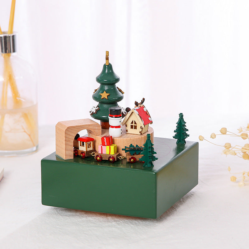 Classical Music Box, Music Box Wooden Clockwork Christmas Decoration Ornaments Crafts Beech Holiday Gifts