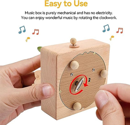 Wooden Music Box with Moving Small Train, Wood Musicil Box Birthday Home Decoration for Kids Boys Girls